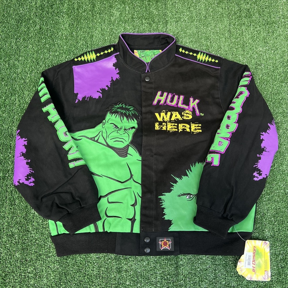 NWT VTG JH Design Hulk Jacket Youth 2XL Black Men's S Crop‎ Boxy Racing Marvel